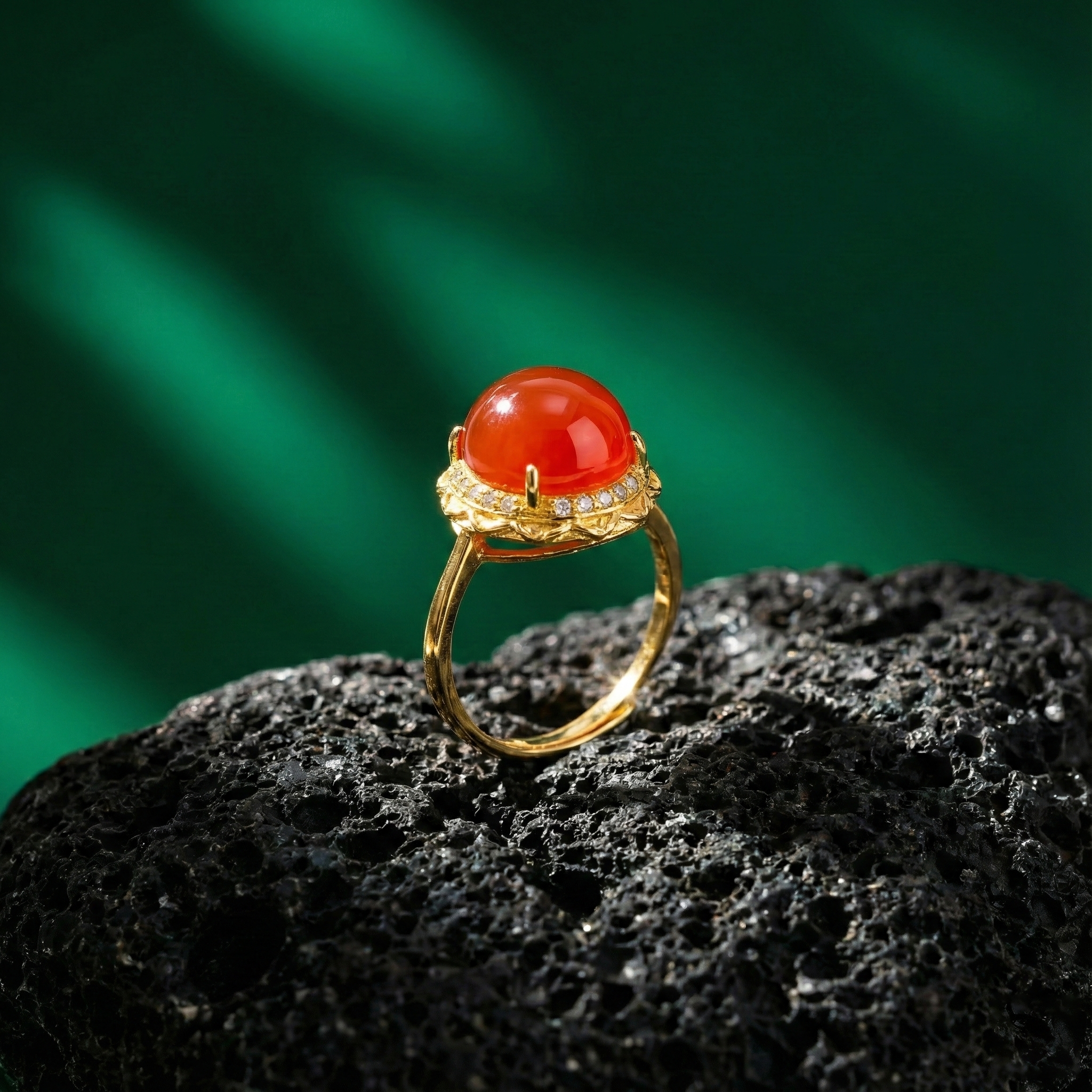 冰红玛瑙镶嵌戒指A