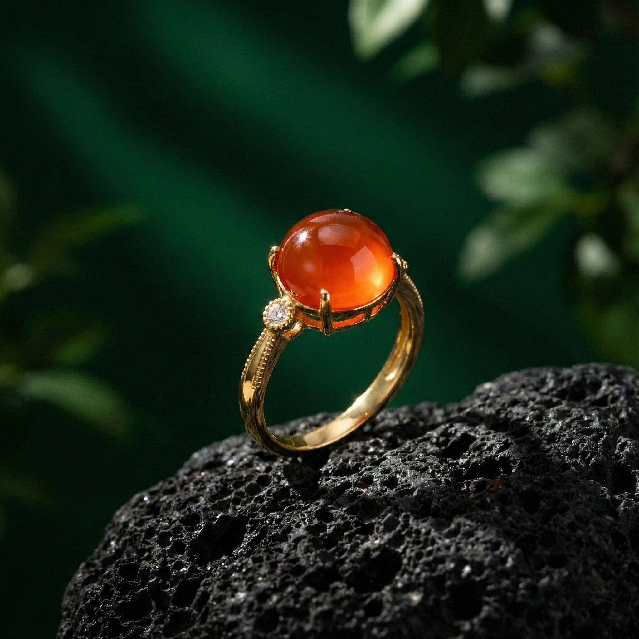 冰红玛瑙镶嵌戒指C