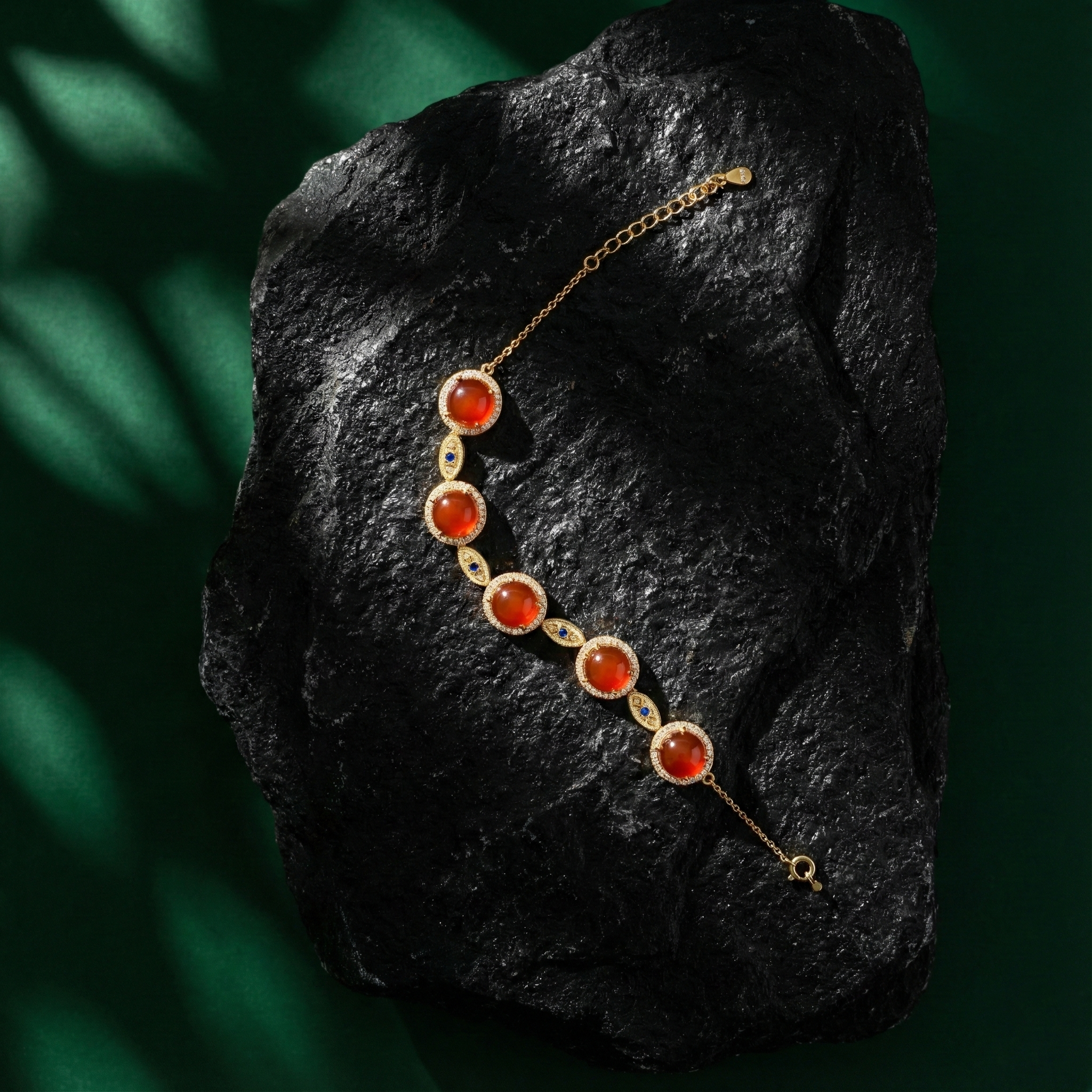 冰红玛瑙镶嵌手链A