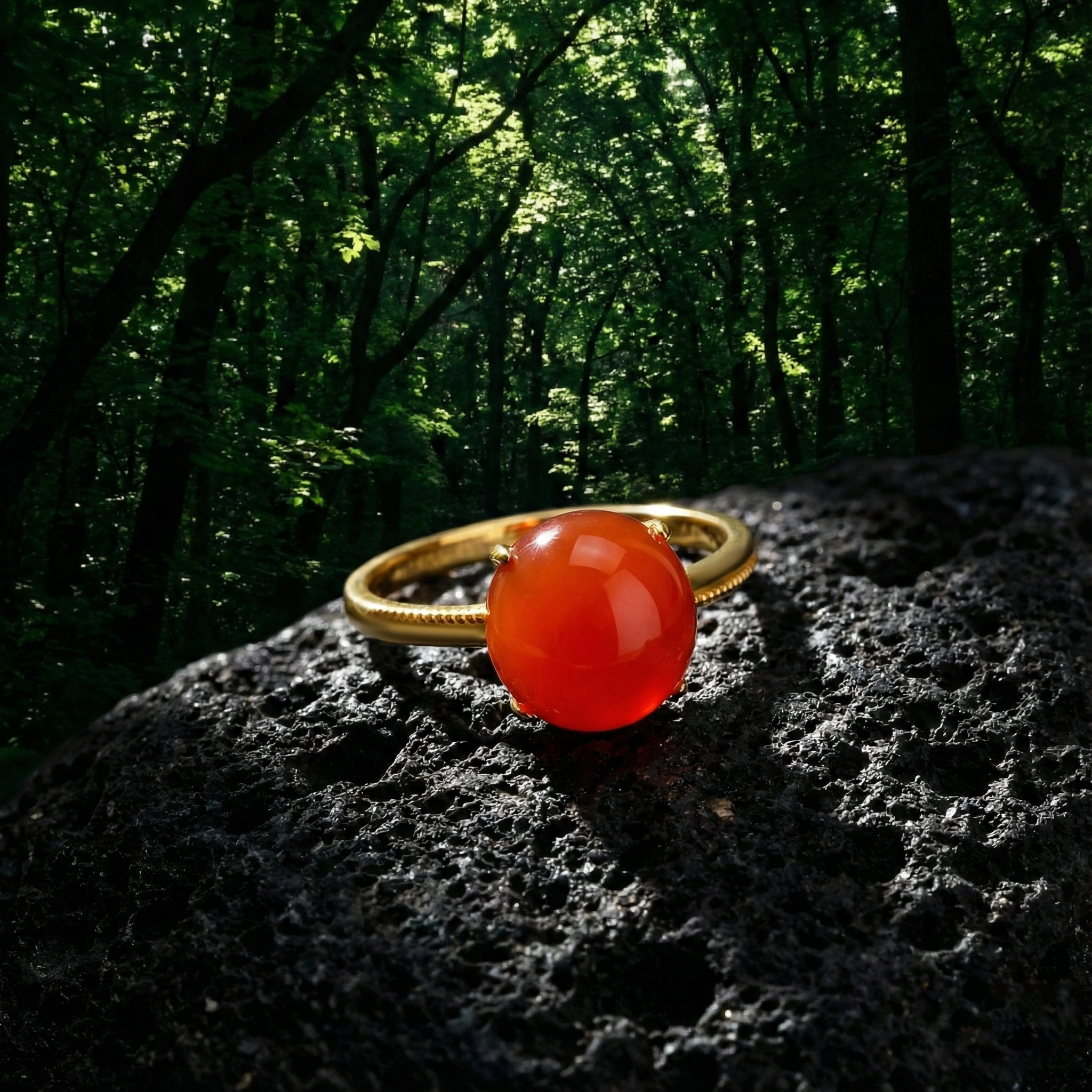 冰红玛瑙镶嵌戒指F