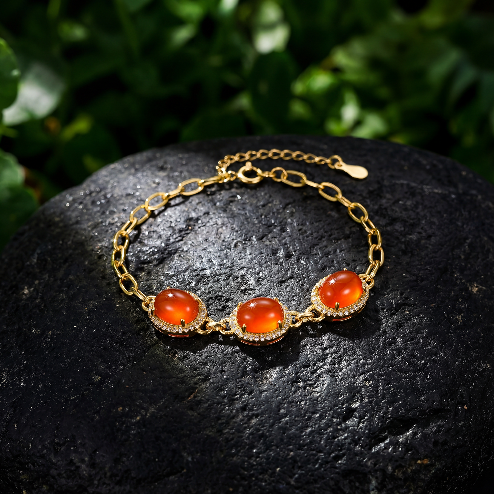 冰红玛瑙镶嵌手链B