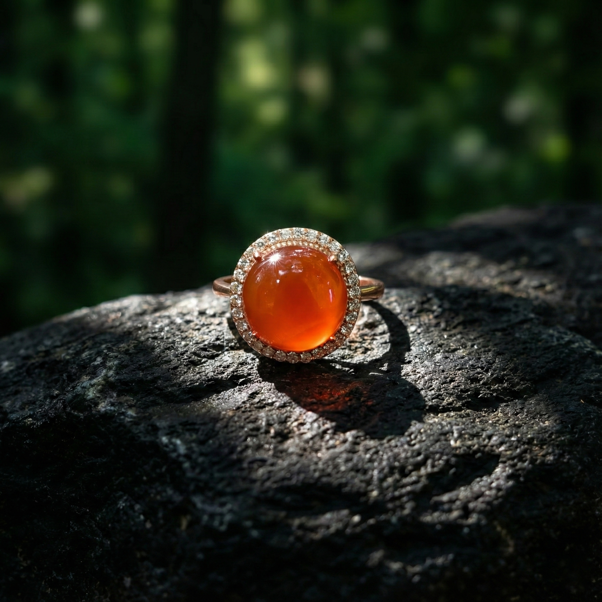 冰红玛瑙镶嵌戒指D