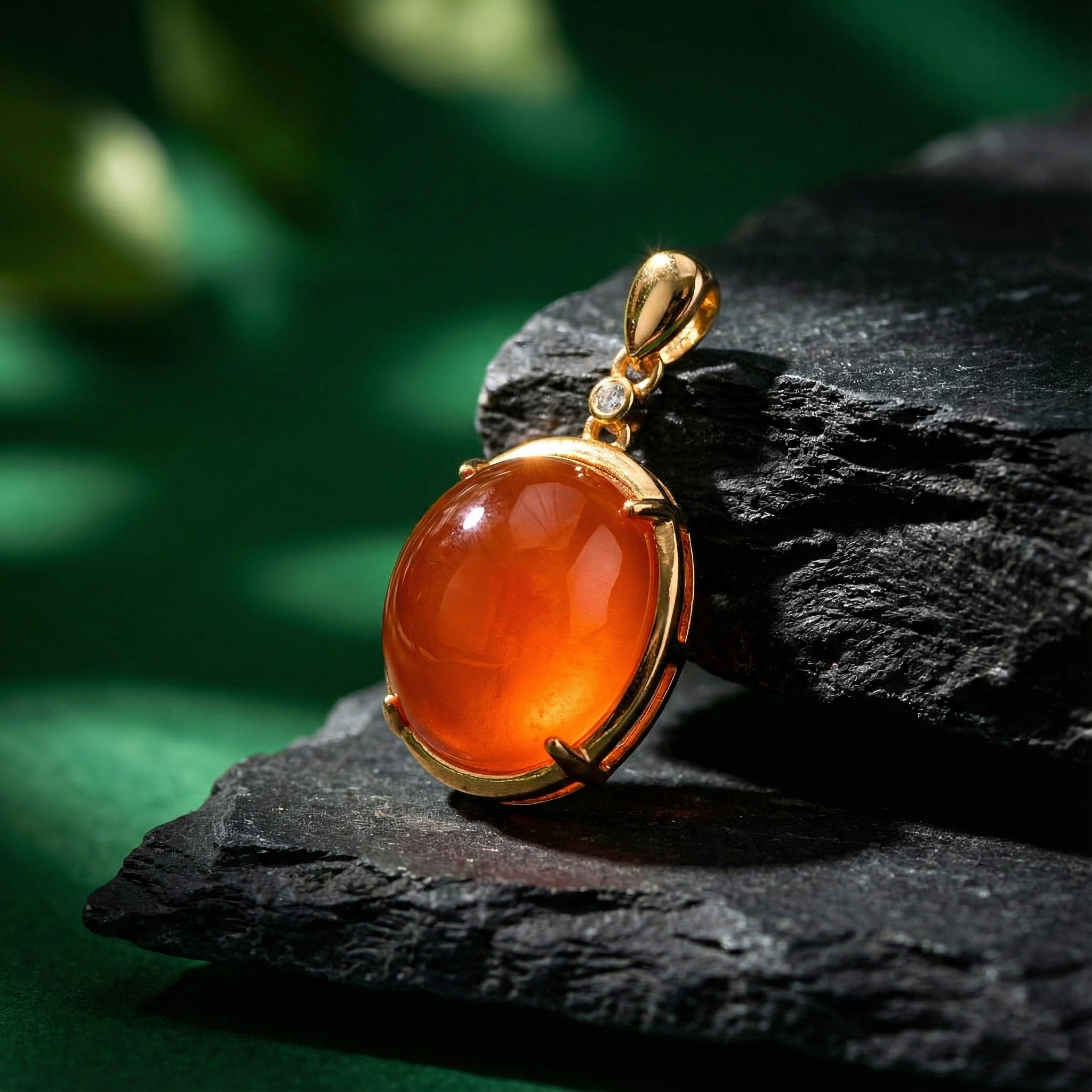 冰红玛瑙镶嵌吊坠C