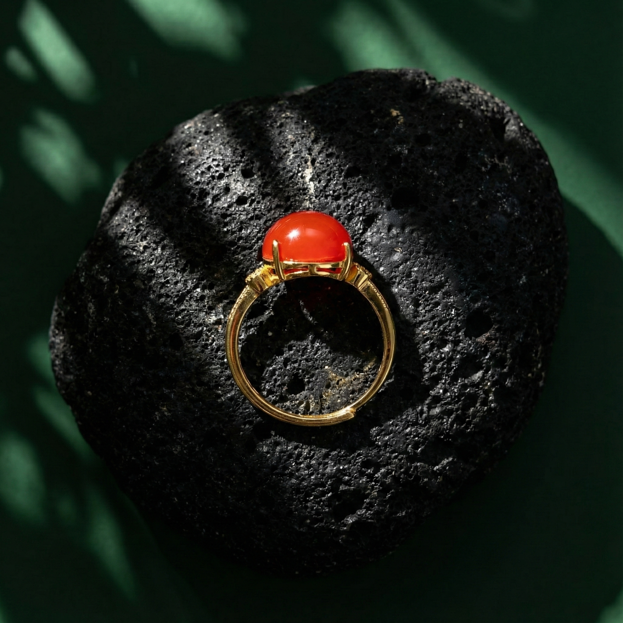 冰红玛瑙镶嵌戒指C