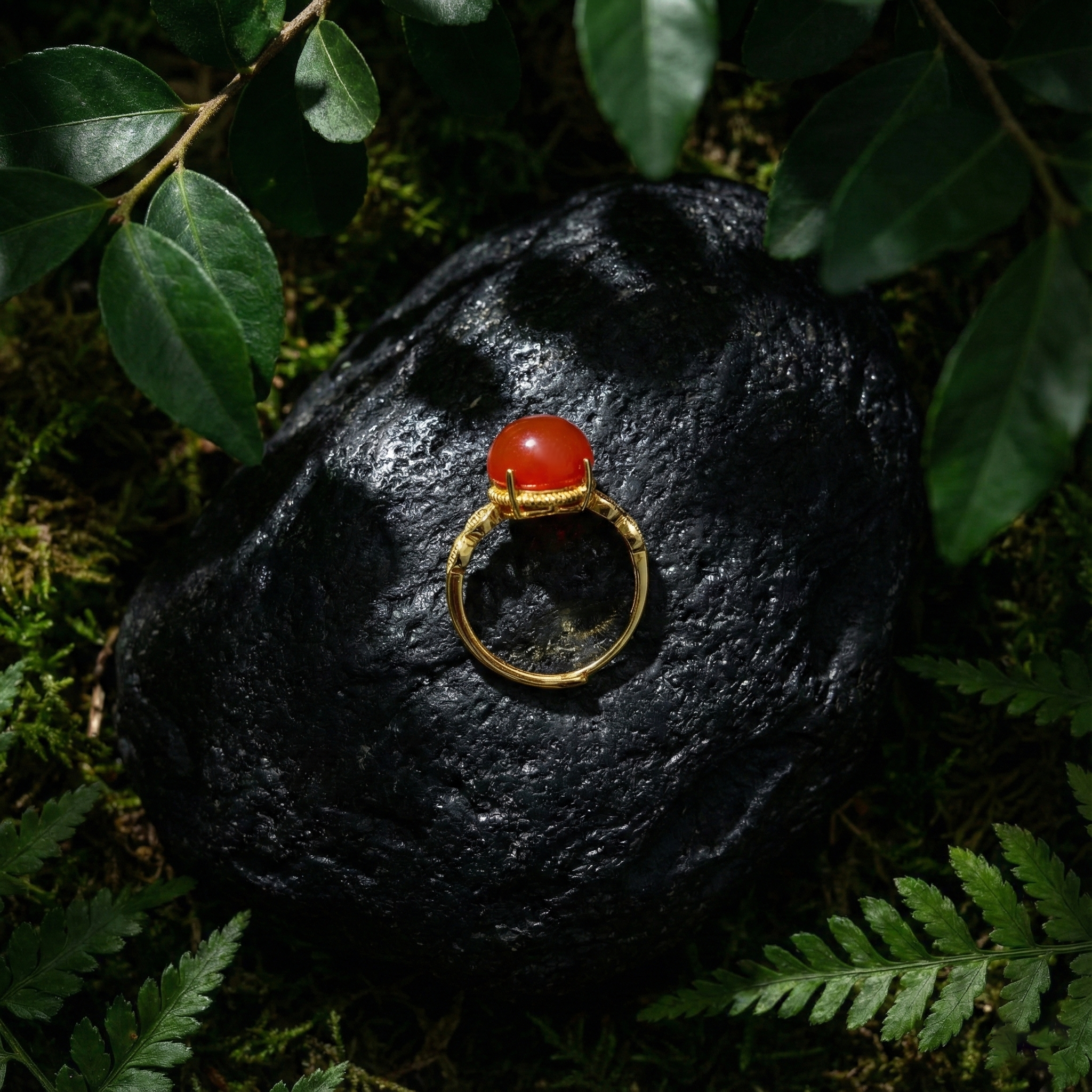 冰红玛瑙镶嵌戒指B