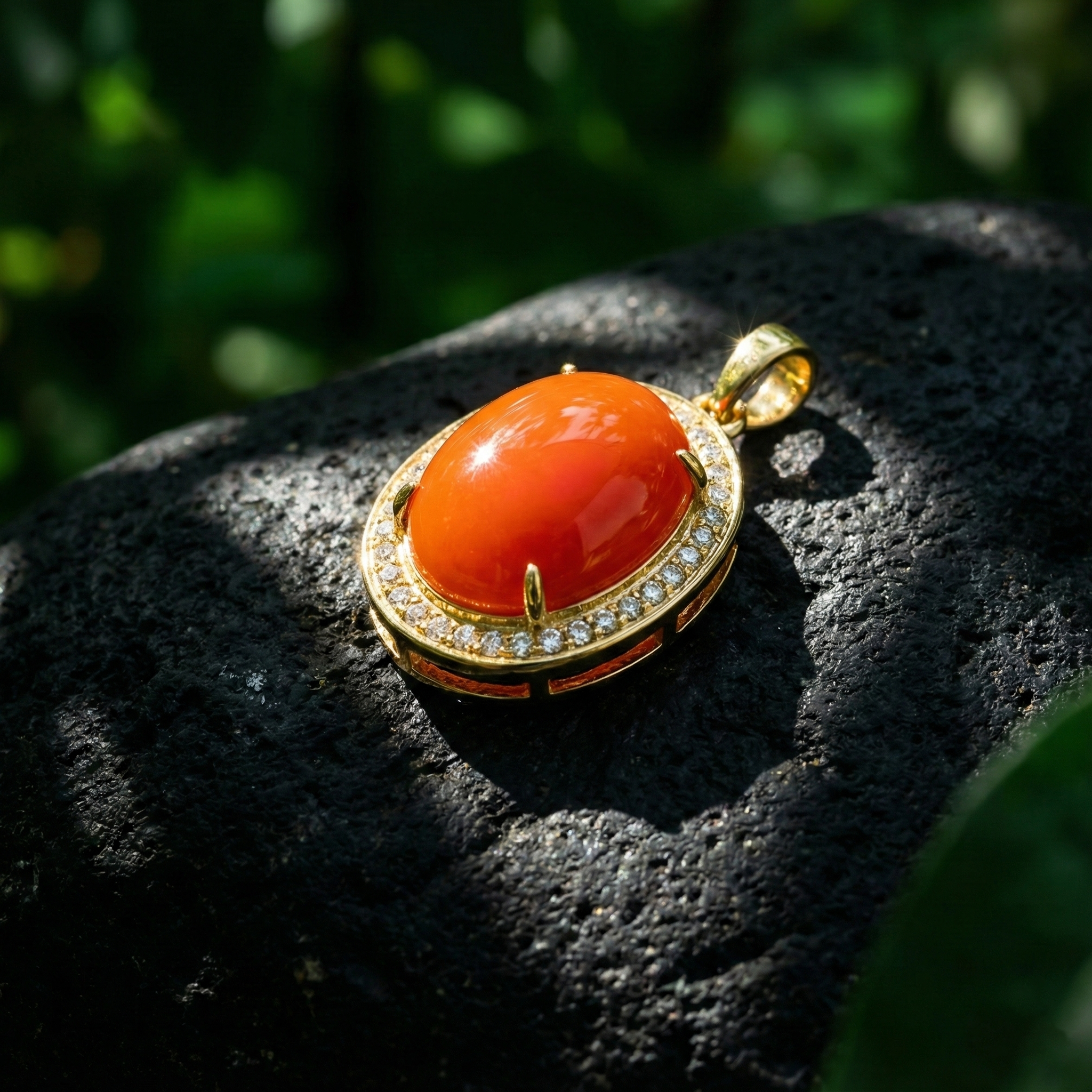 冰红玛瑙镶嵌吊坠B