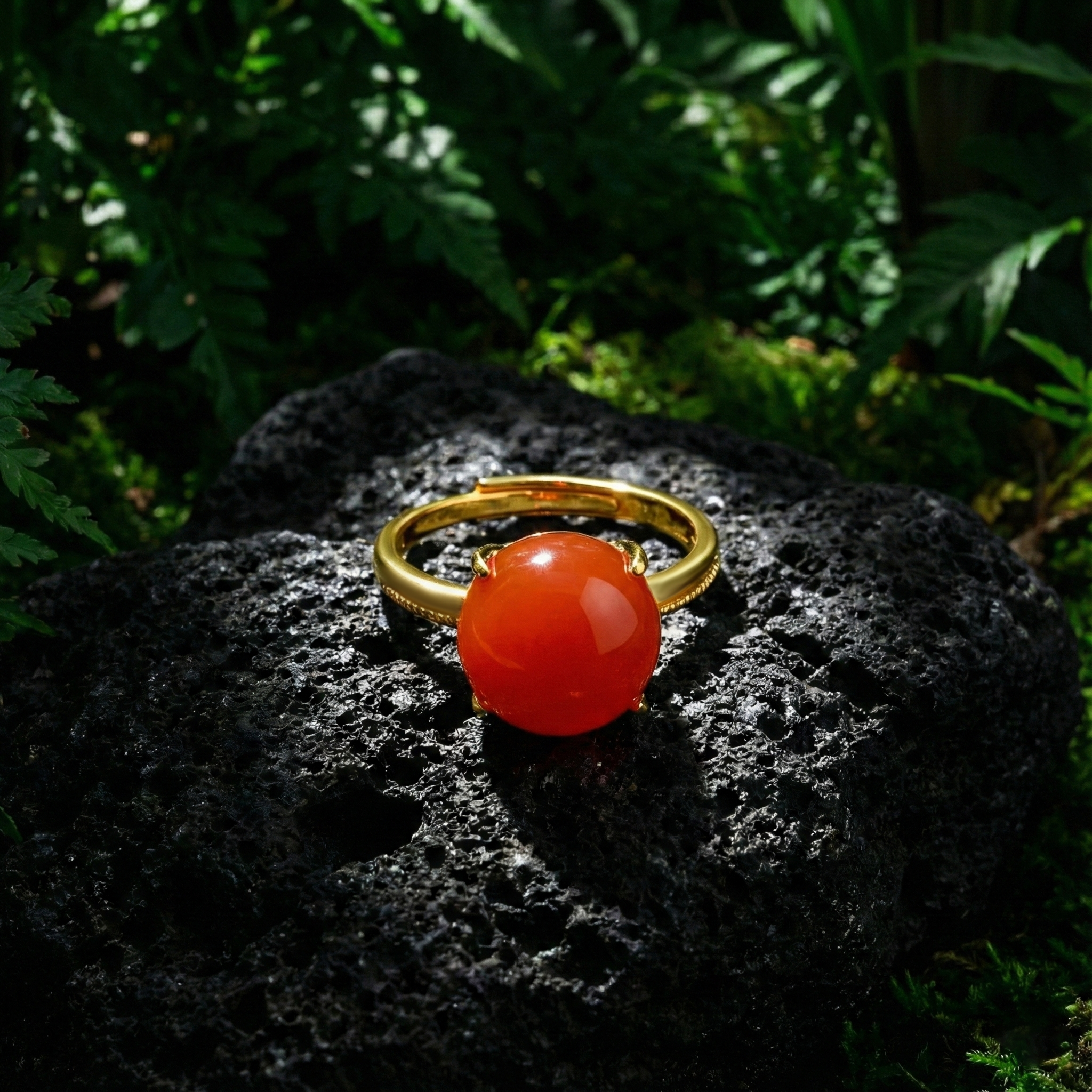 冰红玛瑙镶嵌戒指F