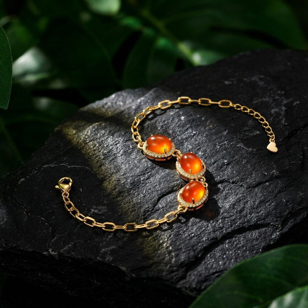 冰红玛瑙镶嵌手链B