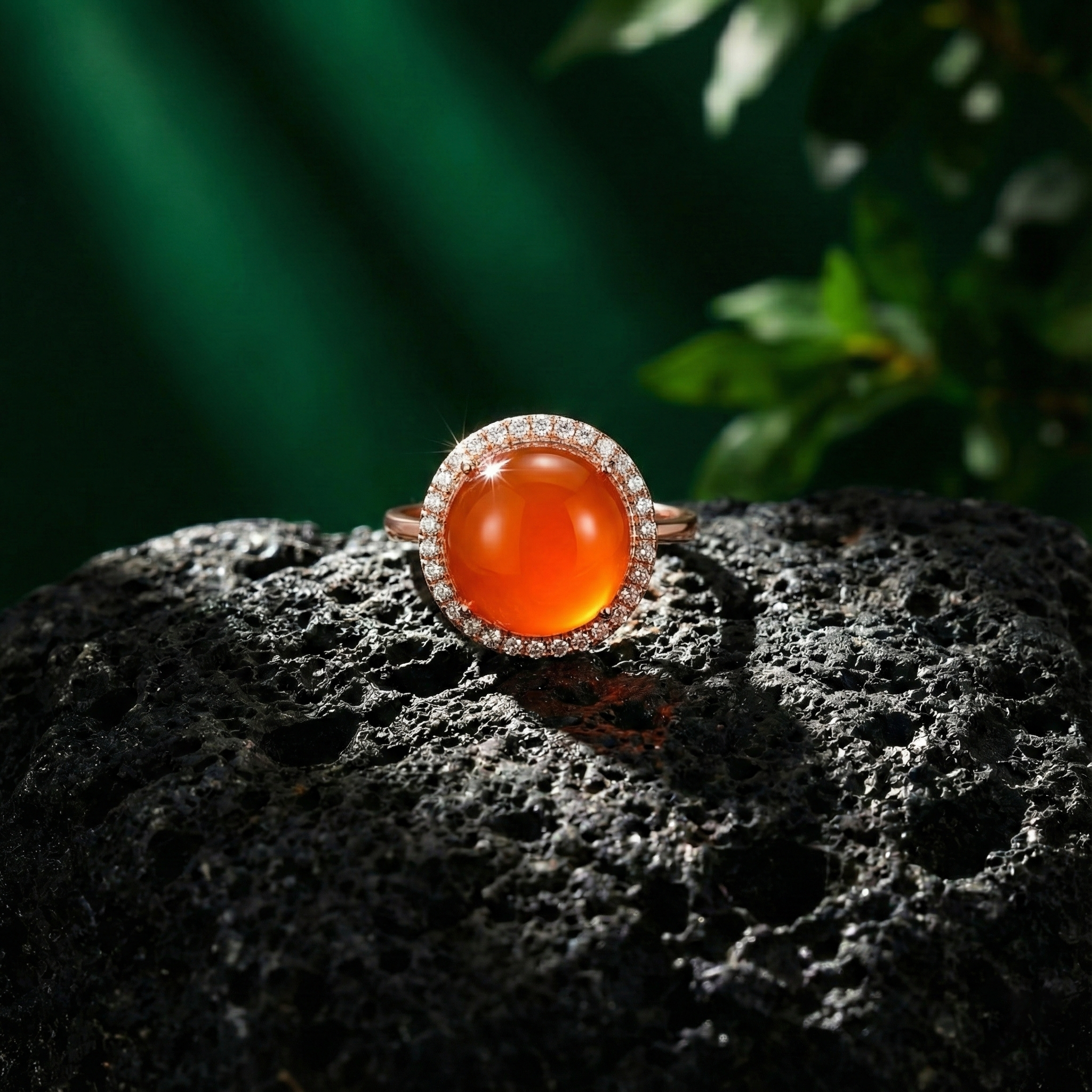 冰红玛瑙镶嵌戒指D