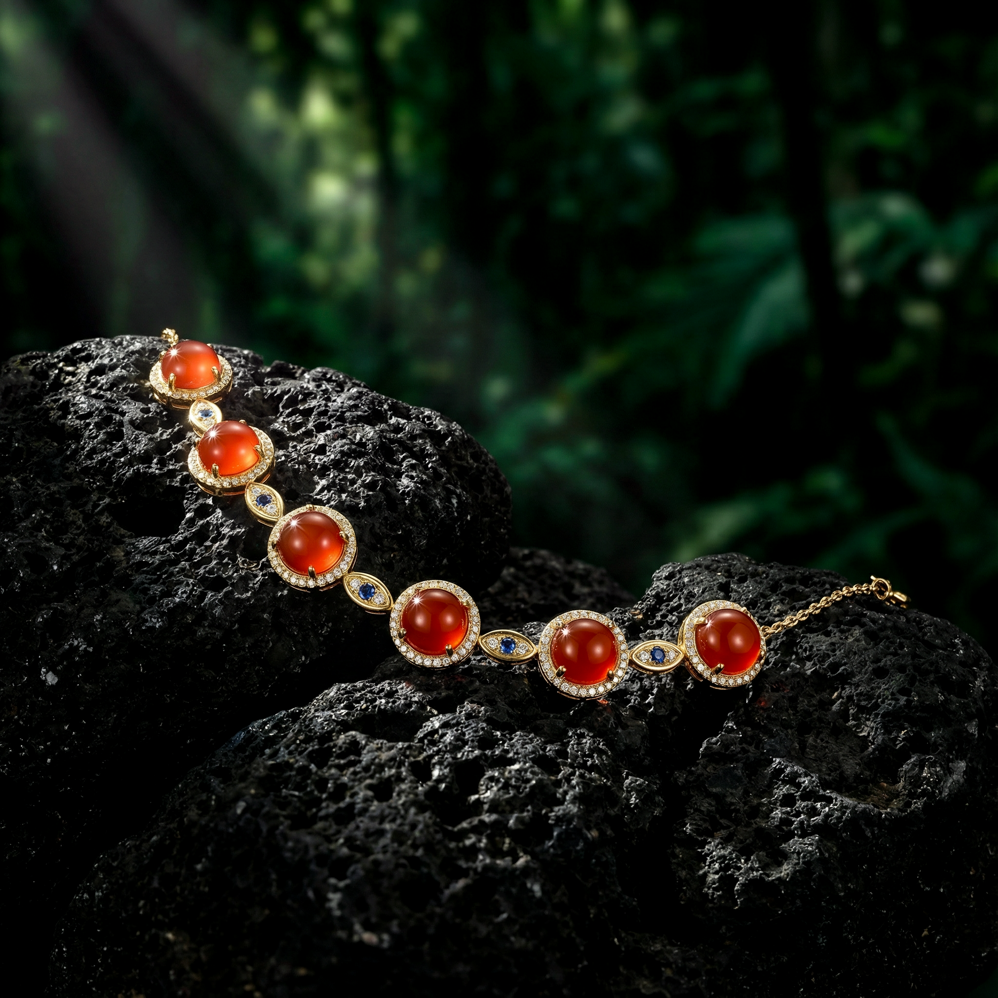 冰红玛瑙镶嵌手链A