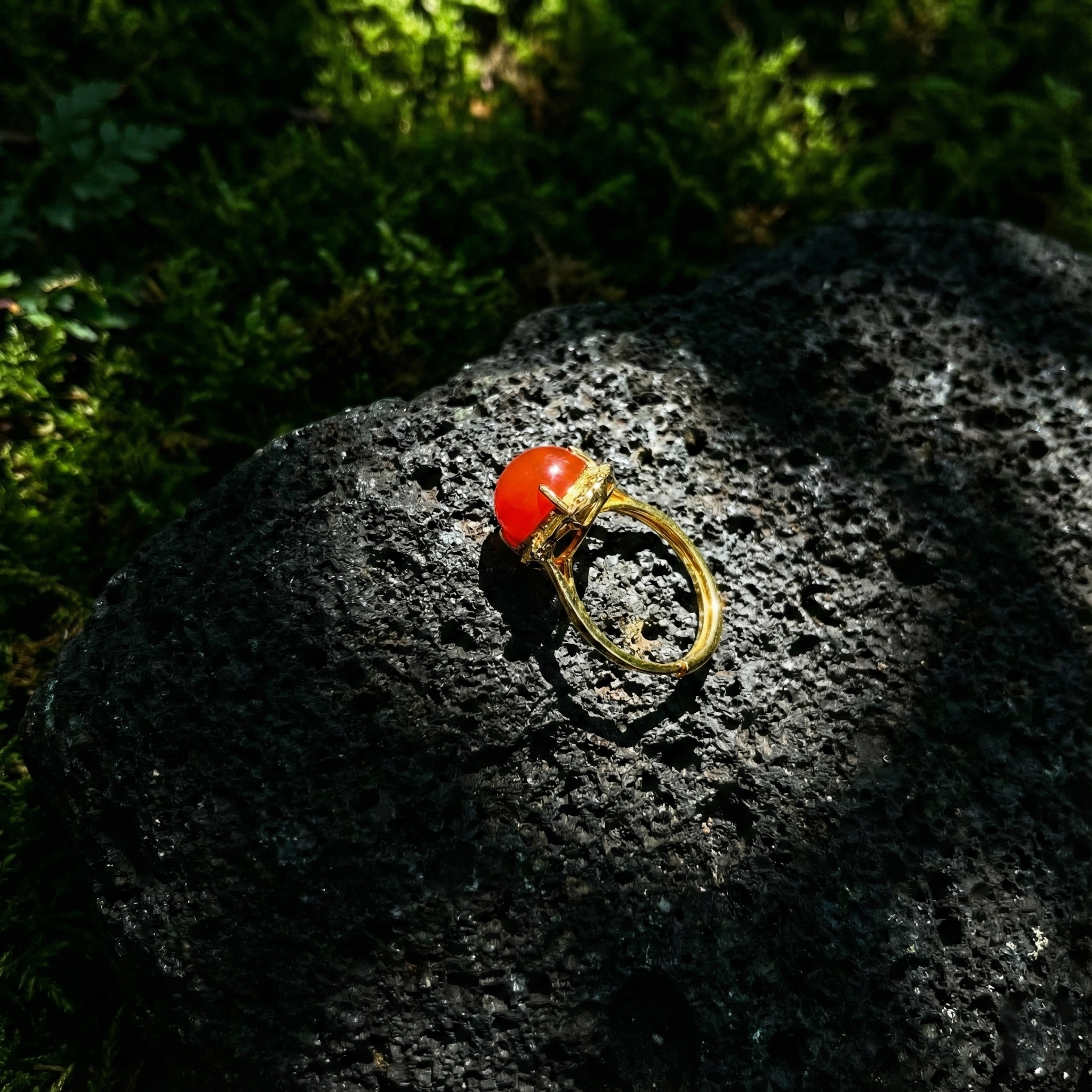 冰红玛瑙镶嵌戒指E