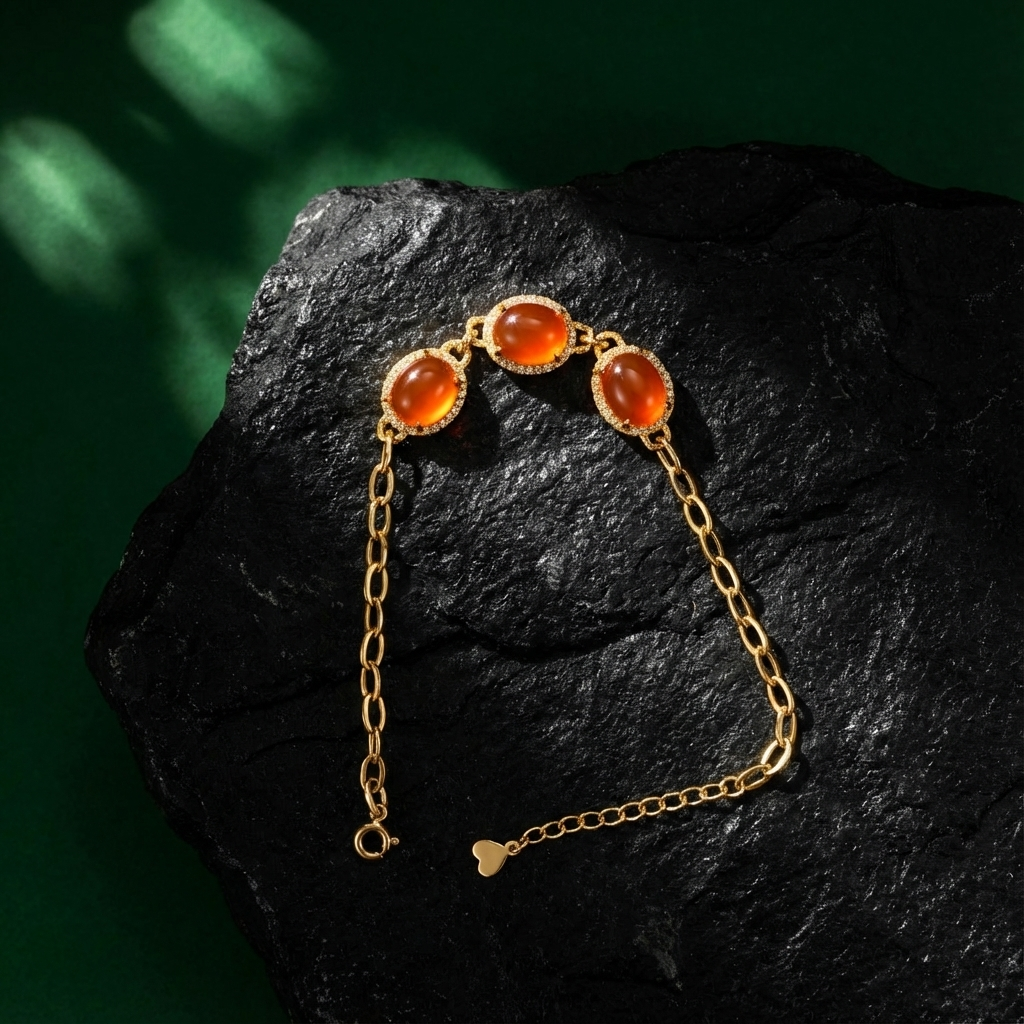 冰红玛瑙镶嵌手链B