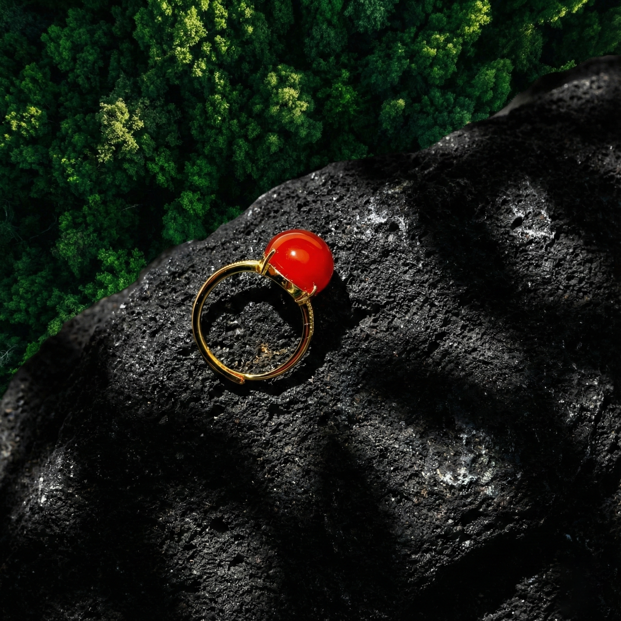 冰红玛瑙镶嵌戒指F