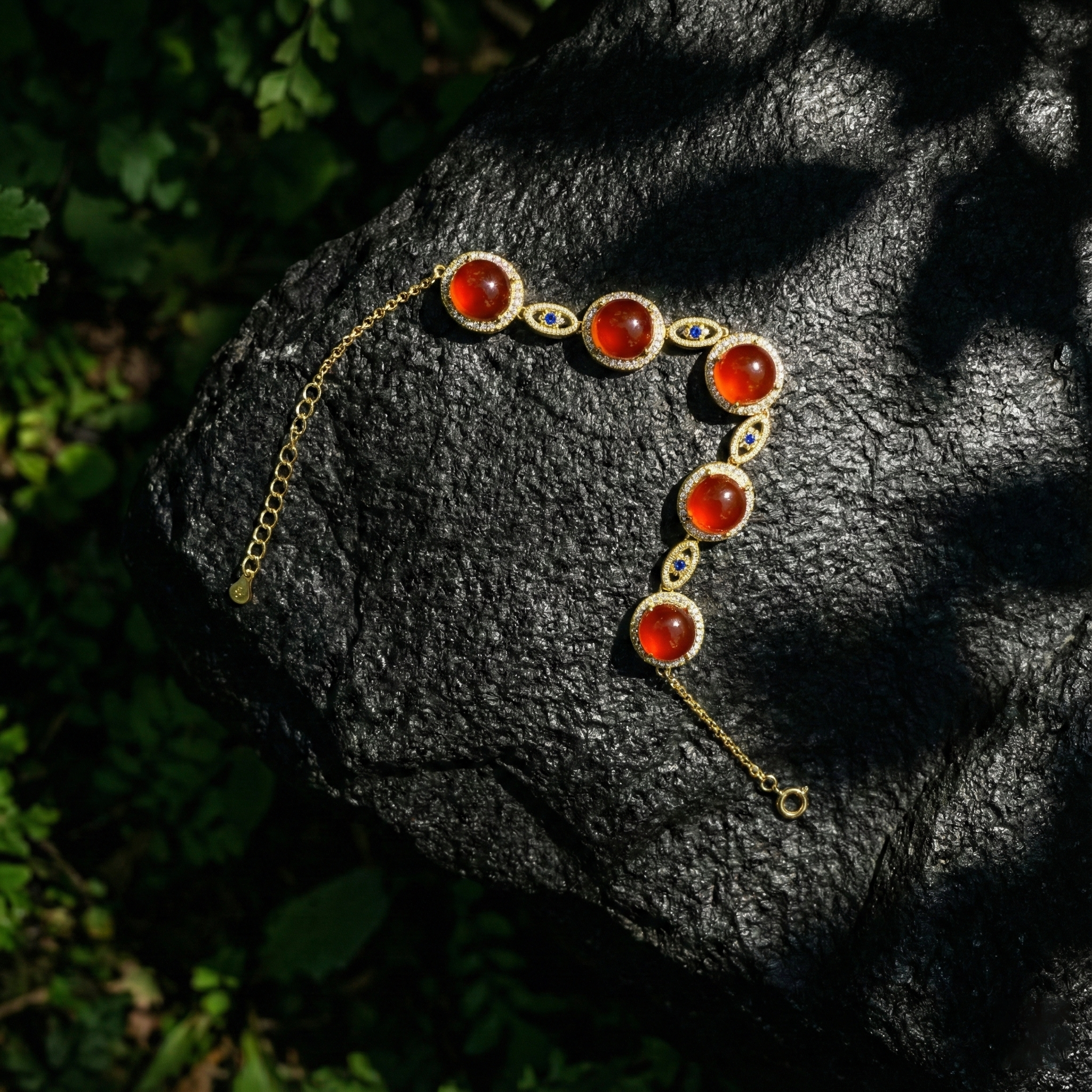 冰红玛瑙镶嵌手链A