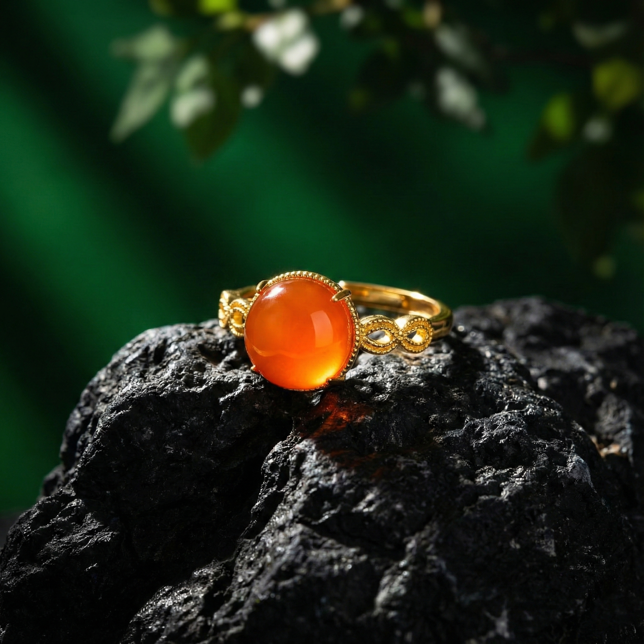 冰红玛瑙镶嵌戒指B