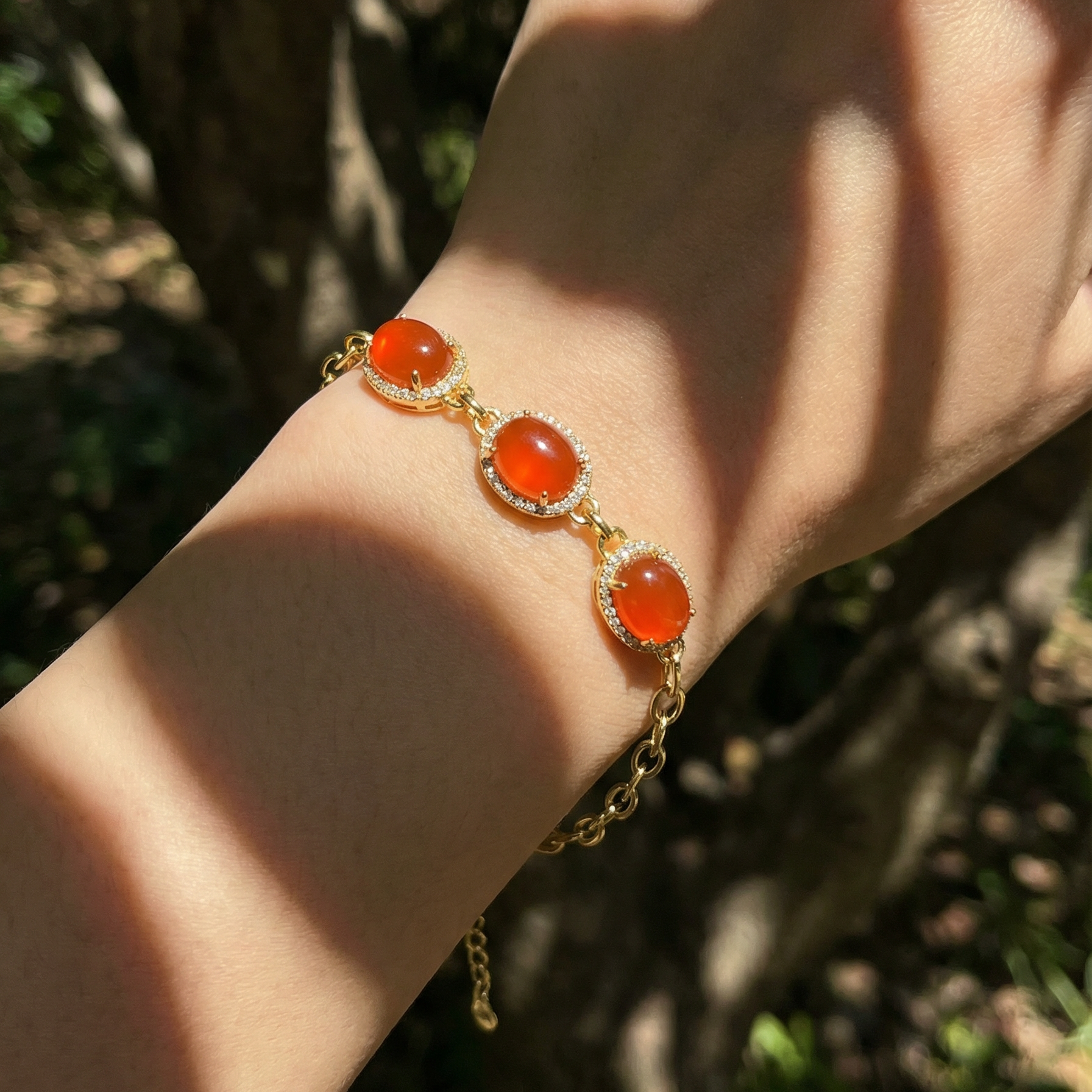 冰红玛瑙镶嵌手链B