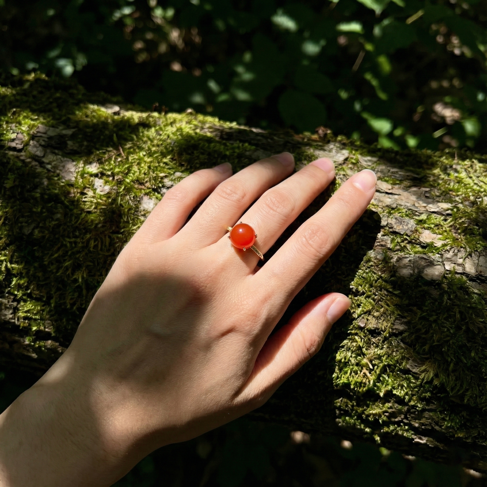 冰红玛瑙镶嵌戒指F