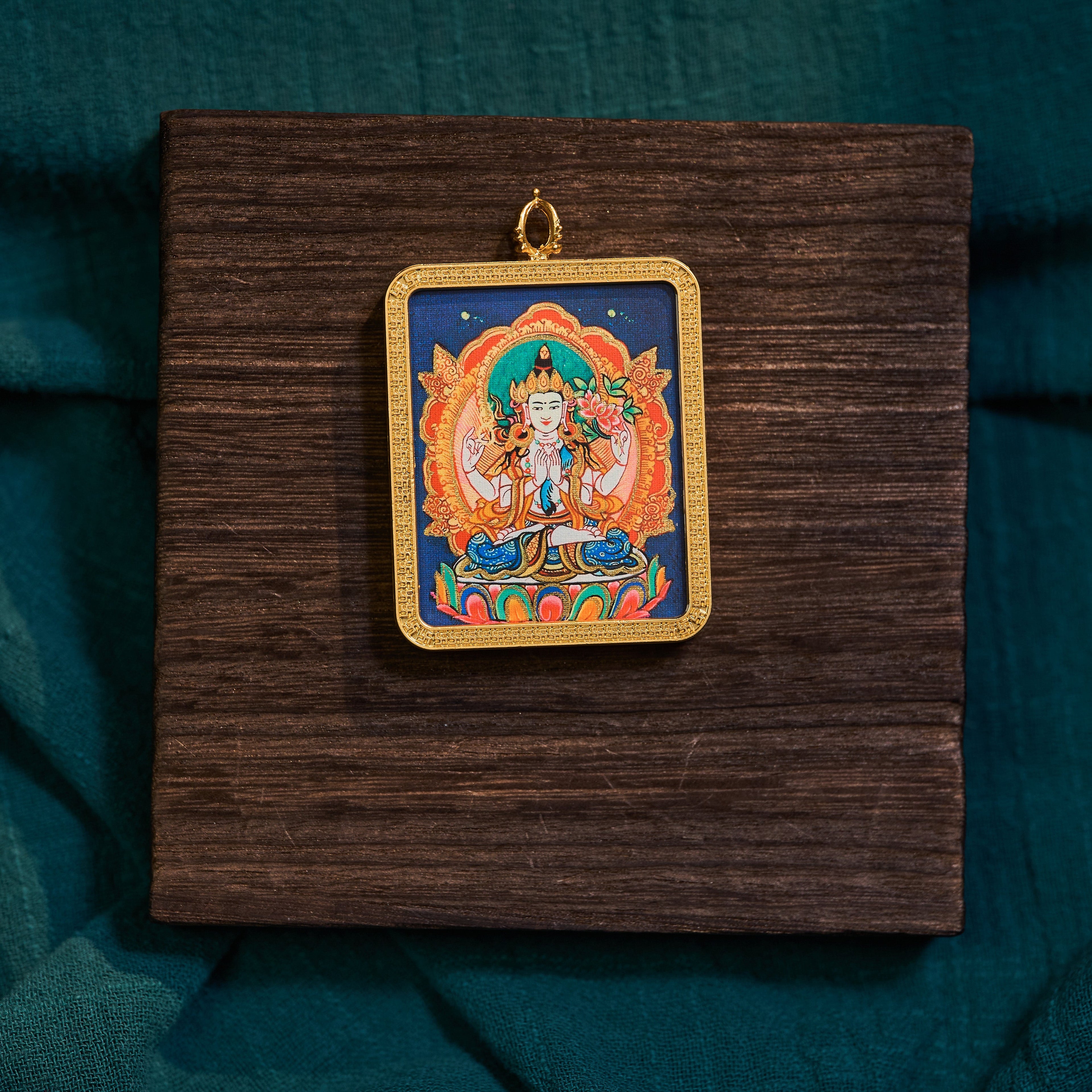 曦金·四臂观音随身唐卡