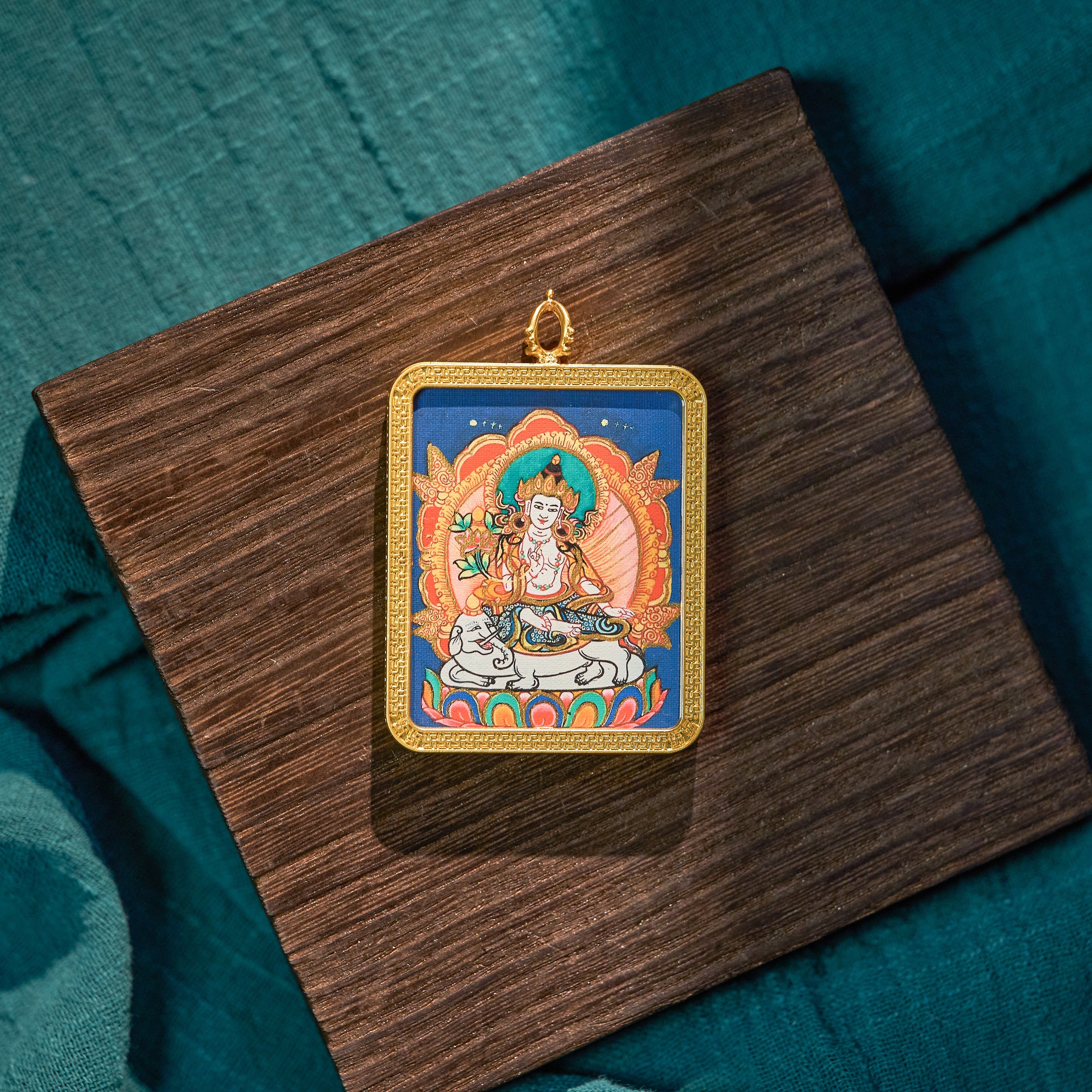 曦金·普贤菩萨随身唐卡