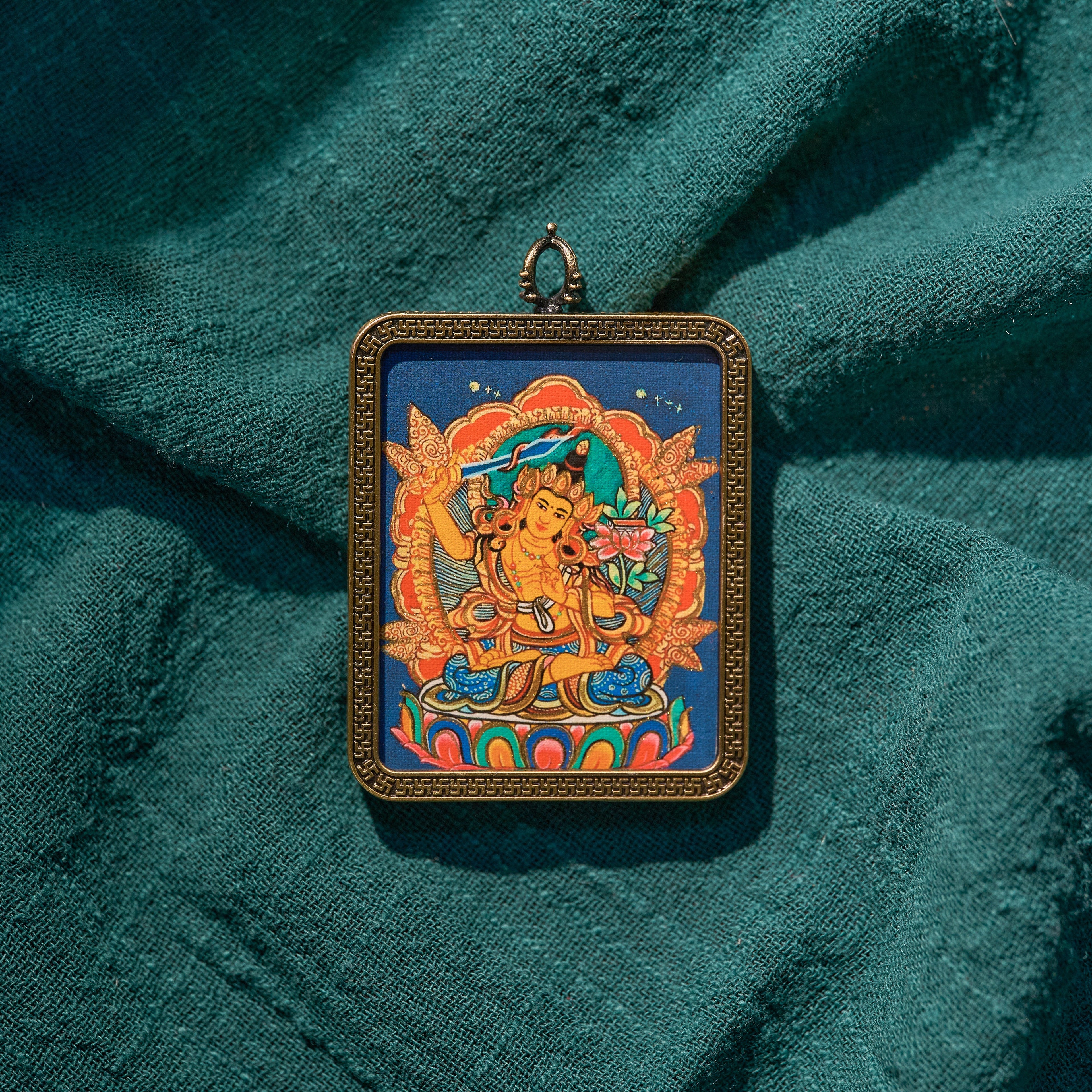 墨影·文殊菩萨随身唐卡