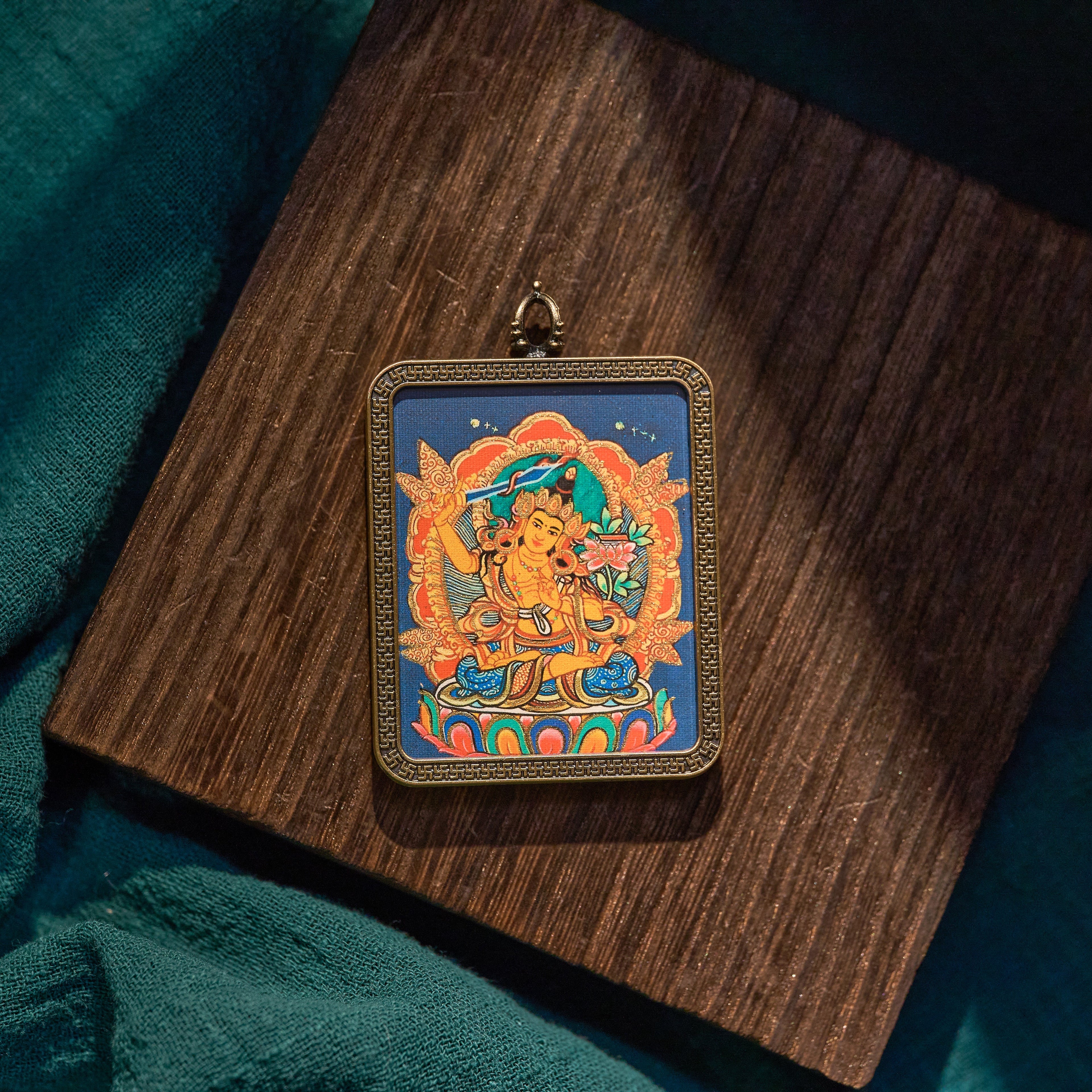 墨影·文殊菩萨随身唐卡