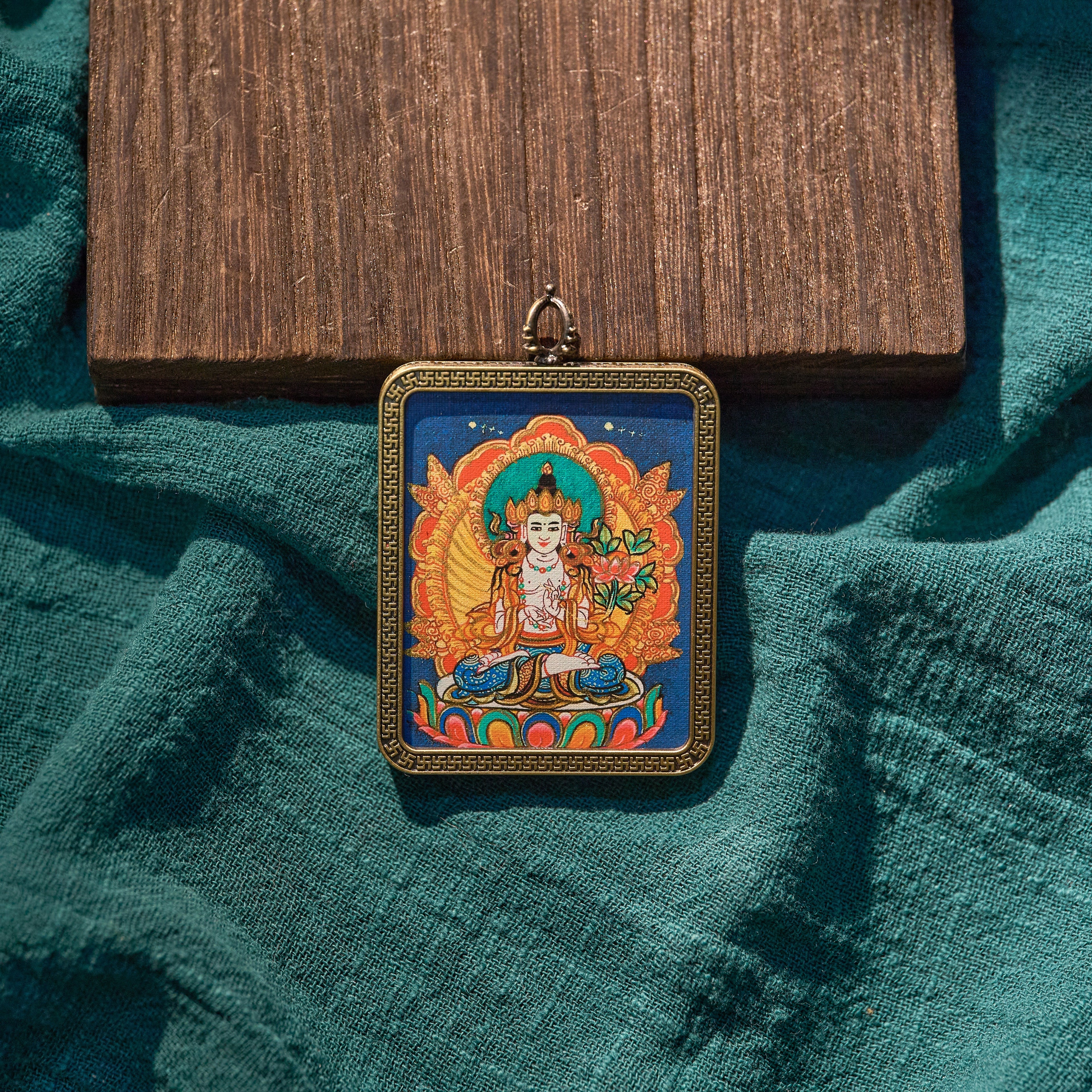 墨影·大势至菩萨随身唐卡