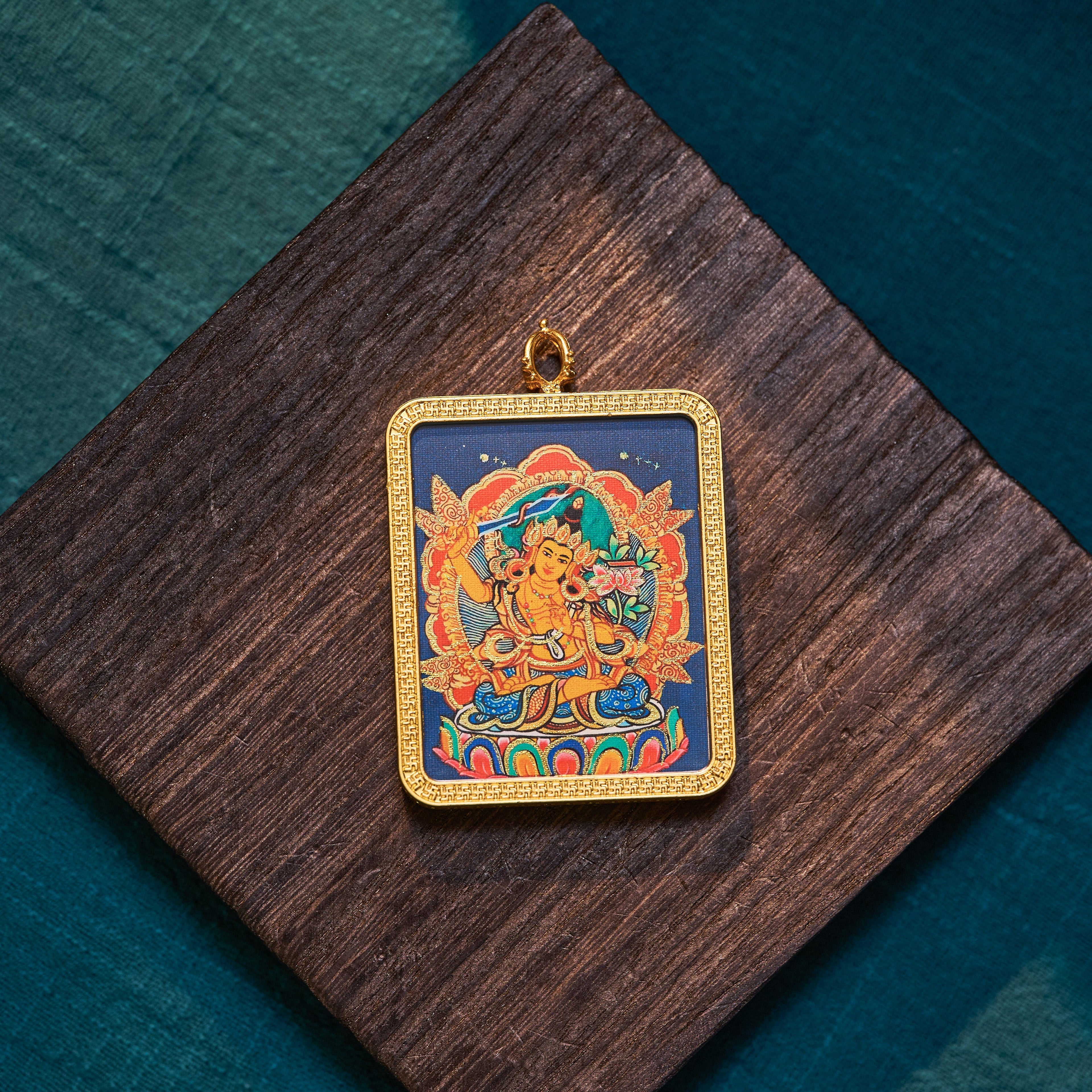 曦金·文殊菩萨随身唐卡