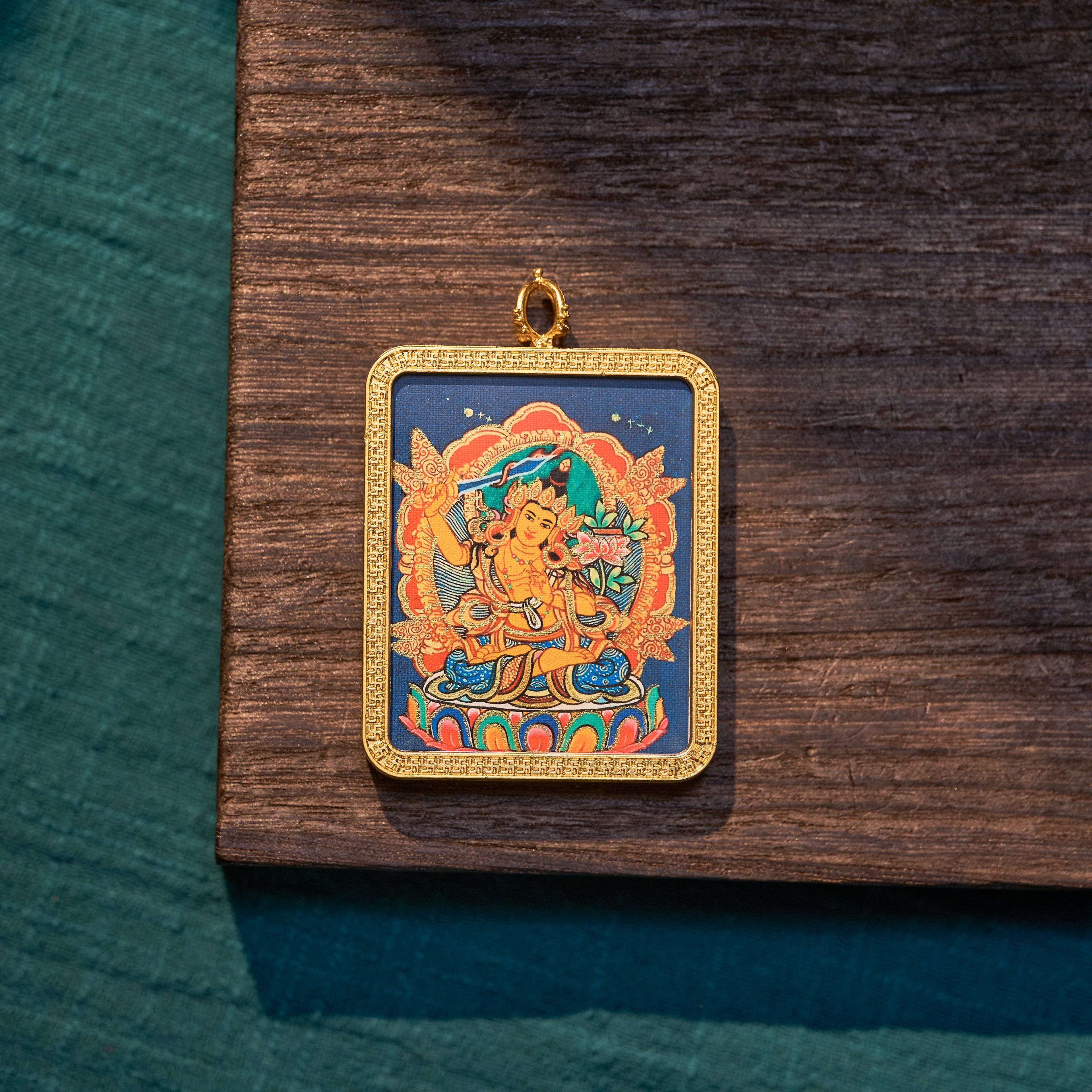 曦金·文殊菩萨随身唐卡